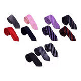 Kit 5 Gravatas Diversas Tradicionais Semi Slim- Sortidas