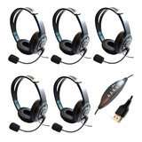Kit 5 Headsets Usb Voip C/
