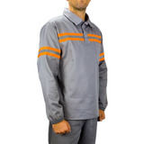 Kit 5 Jalecos De Brim Com Faixa Refletiva - Camisa Em Brim 