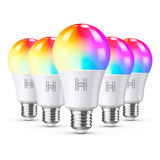 Kit 5 Lâmpadas Inteligente Led 10w Rgb Wifi Smart Alexa Google - Homefy