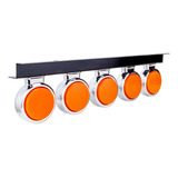 Kit 5 Lanterna Bojuda Foguinho Led Cromada Amarela Suporte