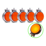 Kit 5 Lanterna Bojuda Foguinho Led Laranja Cromada 12v 24v