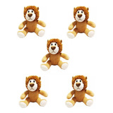 Kit 5 Leão Leo De Pelúcia Sentado 20cm Caramelo Antialérgico