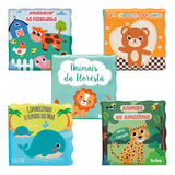 Kit 5 Livrinhos De Banho Impermeável Educativo Animais Buba
