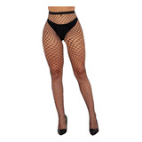 Kit 5 Meia Calça Arrastão Rede Feminina Preta Trama Média