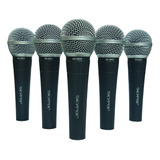 Kit 5 Microfones Profissionais De Mão
