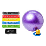 Kit 5 Mini Bands + Bola Suiça 65cm Com Bomba De Ar Bravus