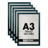 Kit 5 Molduras A3 Para Quadro Foto Poster Com Vidro 30x42