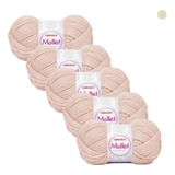 Kit 5 Novelos Lã Mollet 100g - Círculo Para Croche Trico Cor 7034 - Marfim