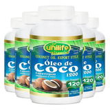 Kit 5 Óleo De Coco Extra Virgem 120 Cápsulas Unilife. Sabor Sem Sbaor