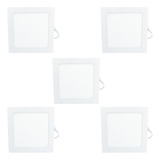 Kit 5 Painel Plafon 12w Quadrado Branco Frio Quente Neutro
