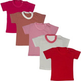 Kit 5 Pçs Camiseta Regata Infantil Bebe 100% Algodão Menina