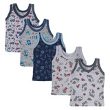 Kit 5 Pçs Camiseta Regata Infantil Bebe 100% Algodão Menino