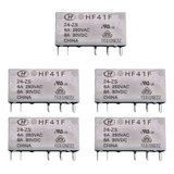Kit 5 Pçs Relé Mini Reversível 24vdc Hf41f-24-zs 6a 250vac
