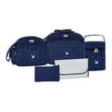 Kit 5 Peças Bolsa Frasqueira Maternidade Bebê Urso Marinho
