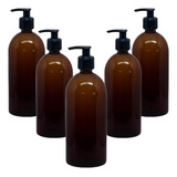 Kit 5 Peças Frasco Plástico Âmbar Com Válvula Preta 500ml