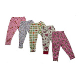 Kit 5 Peças Mijão Menina Estampado Liso Algodão Calça Bebê