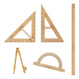 Kit 5 Peças P/quadro Branco - Compasso Esquadro Transferidor