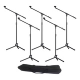 Kit 5 Pedestal Suporte Tripé Girafa P/microfone Dinâmico Bag