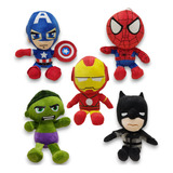 Kit 5 Pelúcias Super Heróis Marvel Vingadores Liga Justiça