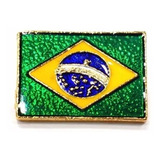 Kit 5 Pins Bótons Bandeira Do Brasil 23mm Folheados A Ouro