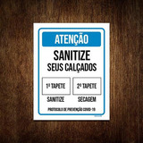 Kit 5 Placas Atenção Sanitize Seus Calçados Tapete