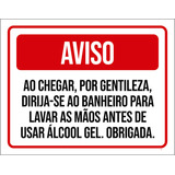 Kit 5 Placas Aviso Chegar Banheiro Usar Álcool Gel 36x46