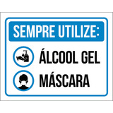 Kit 5 Placas De Higiene Sempre Utilize Álcool Gel Máscara