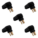Kit 5 Plug 2p+t Desmontável 90º De 20a C/ Prensa Cabos Preto