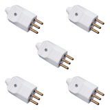 Kit 5 Plug Desmontável 2p+t 180º 10a Com Prensa Cabos Branco