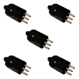 Kit 5 Plug Desmontável 2p+t 180º 20a C/ Prensa Cabos Preto