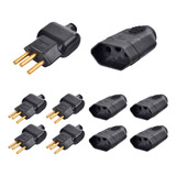 Kit 5 Plug Pino Macho 10a 2p+t Com 5 Tomada Fêmea 10a 2p+t