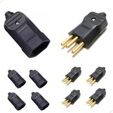 Kit 5 Plugue Macho + 5 Plug Tomada Fêmea 3 Pinos 2p+t 20a