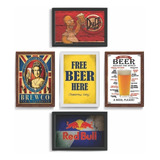 Kit 5 Quadro Decorativo Bebida Cerveja