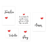 Kit 5 Quadros Decorativos Amor Família Quarto Sala 011ktpl