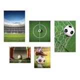 Kit 5 Quadros Decorativos Futebol Esportes Quarto 161ktpl