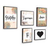 Kit 5 Quadros Decorativos Moldura Home Motivacional Sala Ys