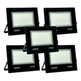 Kit 5 Refletor Led 100w Prova Dágua Holofote Smd Branco Frio