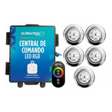 Kit 5 Refletor Led Piscina Rgb 9w Inox + Central Touch 110v/220v