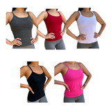Kit 5 Regata Alcinha Blusinha Feminino Básica Promoção