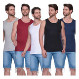 Kit 5 Regata Camiseta Camisa Algodão Modelo Americano Lisa