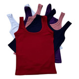 Kit 5 Regata Feminina Lisa Blusa Alça Grossa Básica