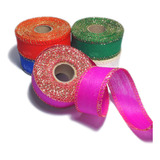 Kit 5 Rolos Fita Tnt 3cm Com Fio Metalizado 10m Cada