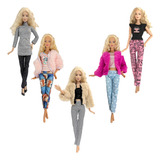 Kit 5 Roupinhas + 5 Sapatos Para Boneca Barbie Roupa Inverno