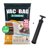 Kit 5 Saco A Vacuo Grande 55x90cm Vac Bag Mala+ Bomba Ordene