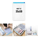 Kit 5 Saco Á Vácuo Organizador Protetor Roupa Viagem 35x50