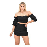 Kit 5 Short Saia Botões E Bolso Cores Bengaline Promoção Top