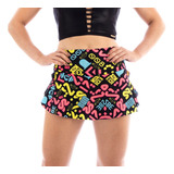 Kit 5 Short Saia Feminino Suplex Fitness Academia Plus Size