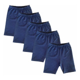 Kit 5 Shorts Cotton Escolar Azul Marinho Feminino Infantil