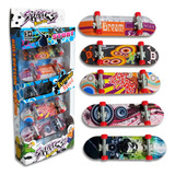 Kit 5 Skate De Dedo Mini Lixa Fingerboard Truck Brinquedo